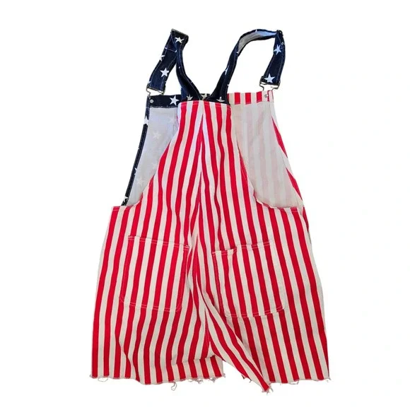 American‎ Flag Overalls Shorts Patriotic Stars Stripes Denim 2XL 4024 - Picture 5 of 6